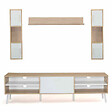 ID MARKET - Ensemble meuble TV 180 cm et étagères HOUSTON bois et blanc - vignette