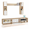 ID MARKET - Ensemble meuble TV 180 cm et étagères HOUSTON bois et blanc - vignette