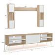 ID MARKET - Ensemble meuble TV 180 cm et étagères HOUSTON bois et blanc - vignette