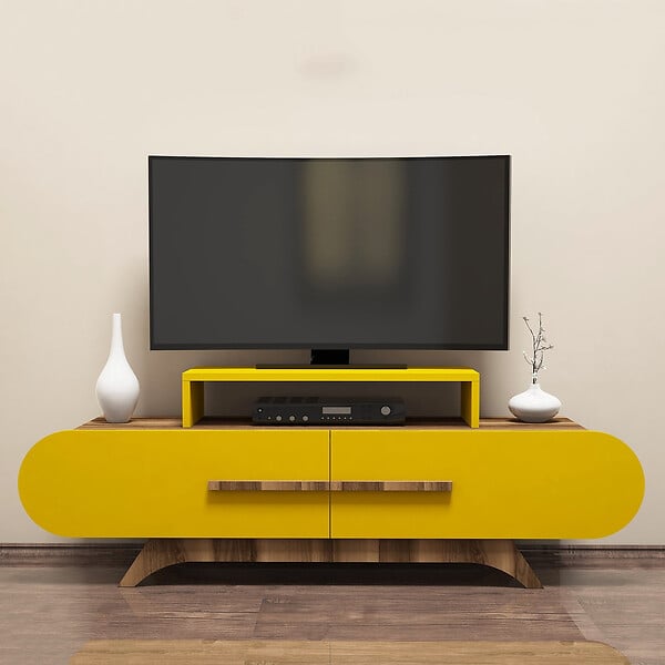 HABITAT ET JARDIN - Meuble TV en bois "Rose" - 145 x 36 x 49 cm - NoyerJaune - large