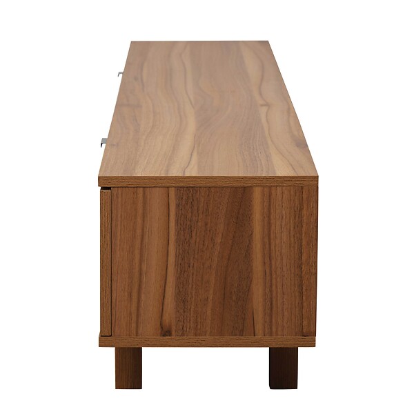 OVIALA - Meuble TV 2 portes rectangulaire L160 cm bois foncé - Juno - large