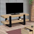 ID MARKET - Meuble TV 114 cm double plateau PHOENIX bois et noir - vignette