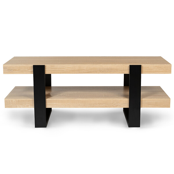 ID MARKET - Meuble TV 114 cm double plateau PHOENIX bois et noir - large
