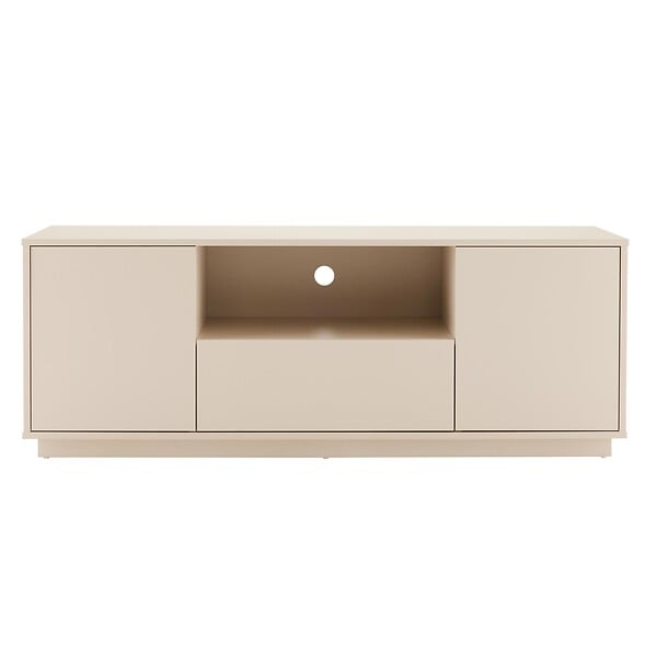 OVIALA - Meuble TV moderne rectangulaire L140 cm écru - Ruben - large