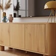 OVIALA - Meuble TV scandinave 3 portes L120 cm bois clair - Dario - vignette