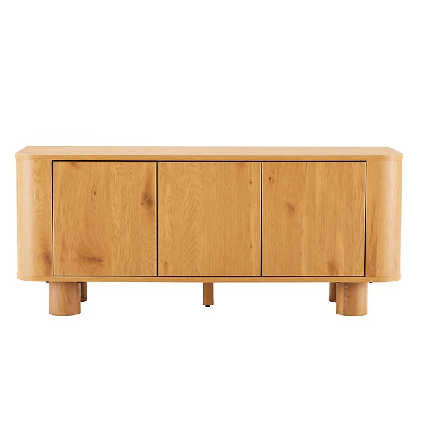 OVIALA - Meuble TV scandinave 3 portes L120 cm bois clair - Dario - large