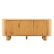 OVIALA - Meuble TV scandinave 3 portes L120 cm bois clair - Dario - vignette