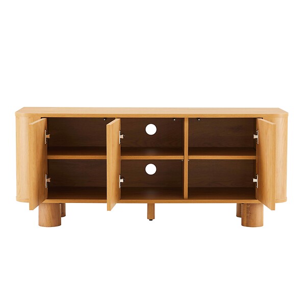 OVIALA - Meuble TV scandinave 3 portes L120 cm bois clair - Dario - large