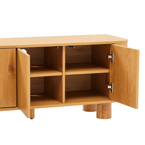OVIALA - Meuble TV scandinave 3 portes L120 cm bois clair - Dario - large