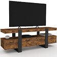 ID MARKET - Meuble TV 140 cm PHOENIX avec tiroirs bois effet vieilli et noir - vignette