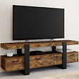 ID MARKET - Meuble TV 140 cm PHOENIX avec tiroirs bois effet vieilli et noir - vignette