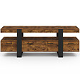 ID MARKET - Meuble TV 140 cm PHOENIX avec tiroirs bois effet vieilli et noir - vignette