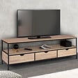 ID MARKET - Meuble TV 160 cm DETROIT 3 tiroirs design industriel - vignette