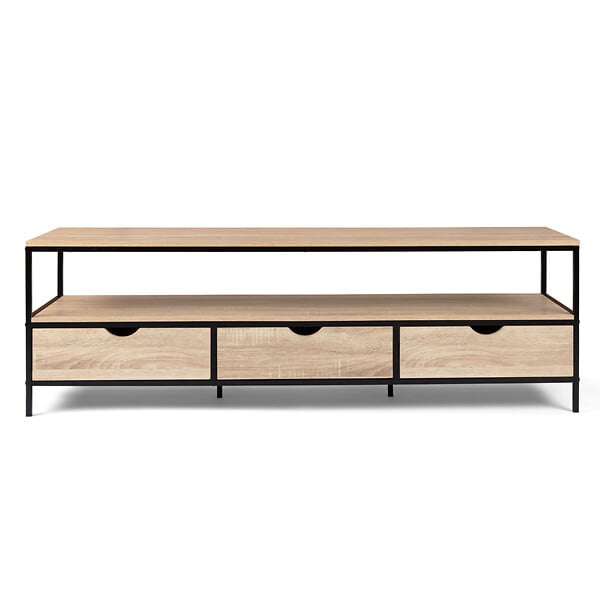 ID MARKET - Meuble TV 160 cm DETROIT 3 tiroirs design industriel - large