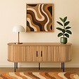 OVIALA - Meuble TV en mélaminé et acier 120 cm beige - Marius - vignette