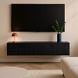 OVIALA - Meuble TV suspendu 160 cm moderne noir - Holly - vignette