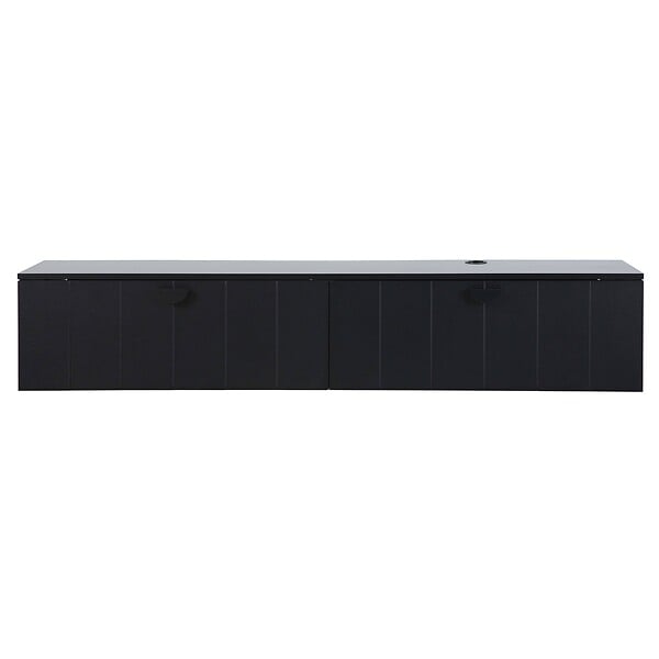 OVIALA - Meuble TV suspendu 160 cm moderne noir - Holly - large