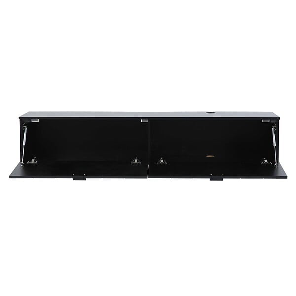 OVIALA - Meuble TV suspendu 160 cm moderne noir - Holly - large