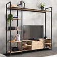 ID MARKET - Ensemble meuble TV 170 cm DETROIT avec étagères design industriel - vignette