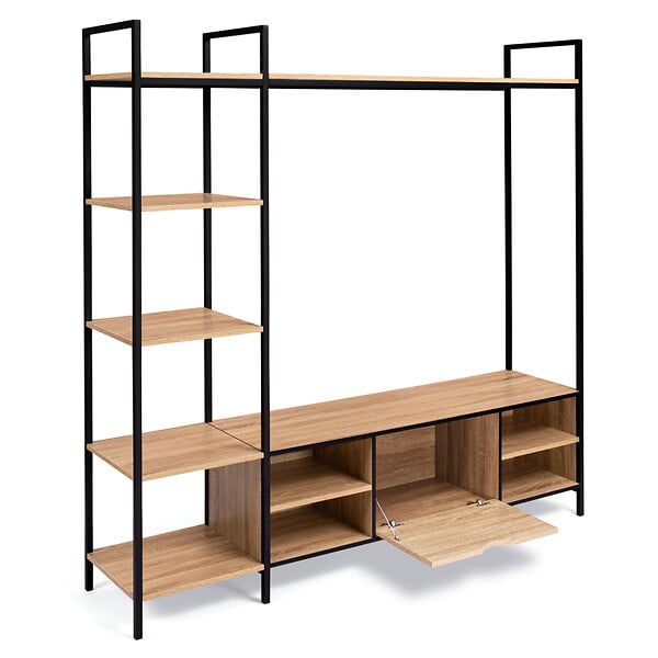 ID MARKET - Ensemble meuble TV 170 cm DETROIT avec étagères design industriel - large