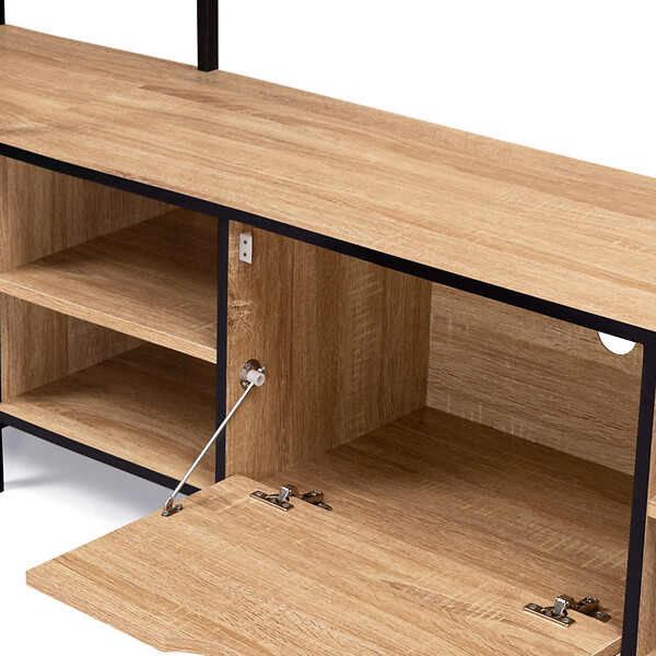 ID MARKET - Ensemble meuble TV 170 cm DETROIT avec étagères design industriel - large