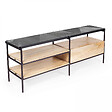 OVIALA - Meuble TV en marbre et manguier massif 150 cm noir - Paheli - vignette
