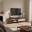 OVIALA - Meuble TV en marbre et manguier massif 150 cm noir - Paheli - vignette