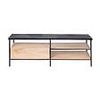 OVIALA - Meuble TV en marbre et manguier massif 150 cm noir - Paheli - vignette
