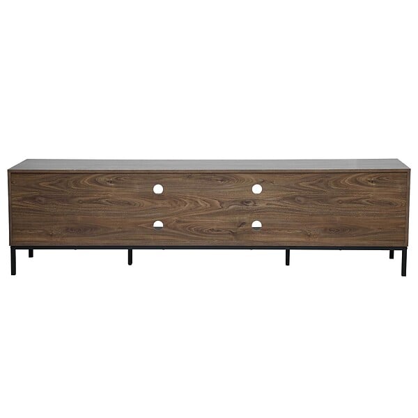 OVIALA - Meuble TV rectangulaire 2 portes L200 cm bois foncé - Ketry - large