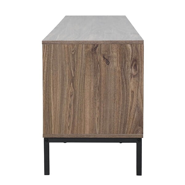 OVIALA - Meuble TV rectangulaire 2 portes L200 cm bois foncé - Ketry - large
