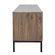 OVIALA - Meuble TV rectangulaire 2 portes L200 cm bois foncé - Ketry - vignette