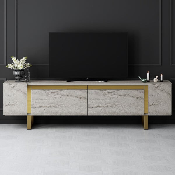 HABITAT ET JARDIN - Meuble TV en bois "Yildiz" - 180 x 30 x 50 cm - TravertinOr - large