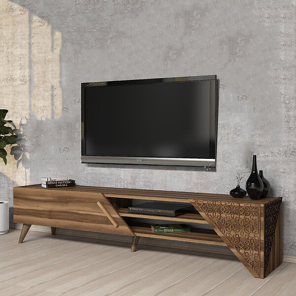 HABITAT ET JARDIN - Meuble TV en bois "Beril" - 180 x 40 x 37 cm - Noyer - large