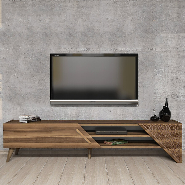 HABITAT ET JARDIN - Meuble TV en bois "Beril" - 180 x 40 x 37 cm - Noyer - large