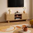 OVIALA - Meuble TV 160 cm scandinave bois clair - Bowy - vignette