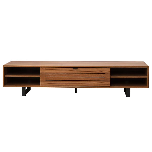 OVIALA - Meuble TV rectangulaire  2 portes L160 cm bois foncé - Julio - large