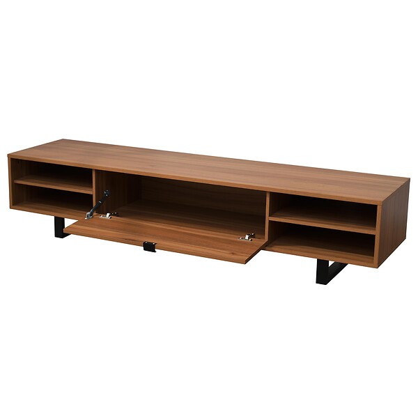 OVIALA - Meuble TV rectangulaire  2 portes L160 cm bois foncé - Julio - large