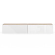 ID MARKET - Meuble TV 180 cm suspendu ELIO 2 portes bois et blanc - vignette