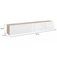 ID MARKET - Meuble TV 180 cm suspendu ELIO 2 portes bois et blanc - vignette