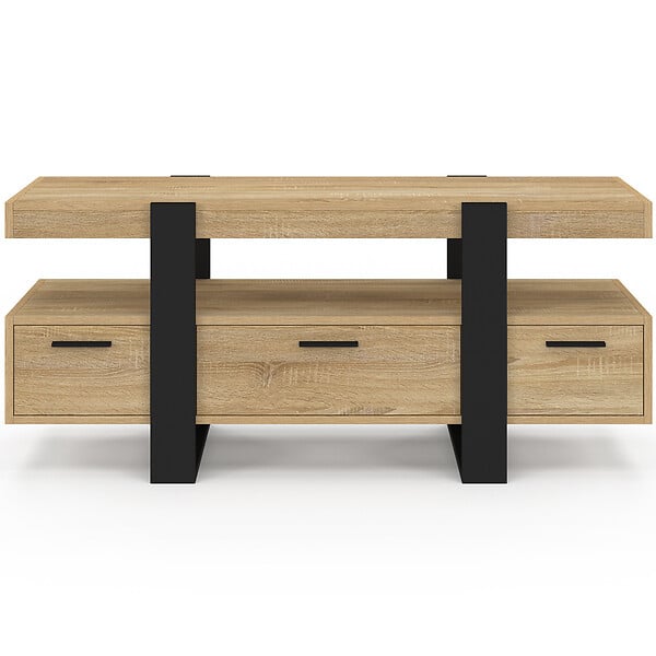 ID MARKET - Meuble TV 116 cm PHOENIX avec tiroirs bois et noir - large