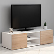 ID MARKET - Meuble TV 113 cm ELI blanc portes façon hêtre - vignette