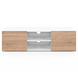 ID MARKET - Meuble TV 113 cm ELI blanc portes façon hêtre - vignette