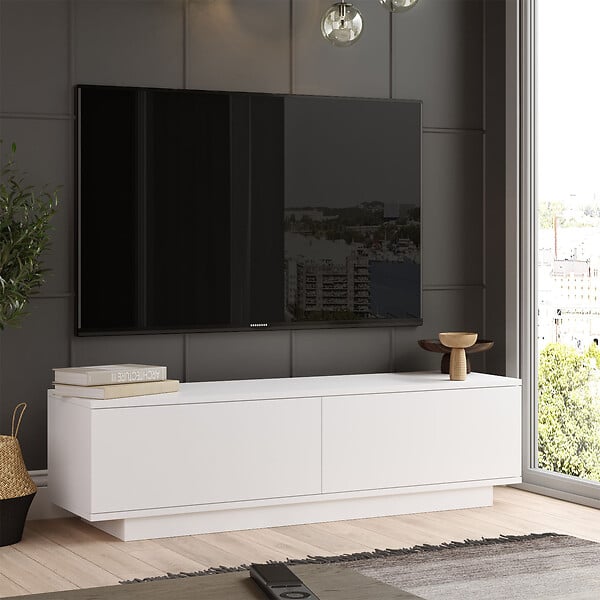 HABITAT ET JARDIN - Meuble TV en bois "FN1" - 140 x 35 x 38 cm - Blanc - large