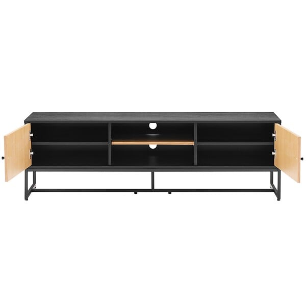 OVIALA - Meuble TV en panneaux de particules plaqué chêne mélaminé 160 cm - Marceau - large