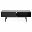 OVIALA - Meuble TV 140 cm style indus bois noir  - Logan - vignette