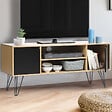 ID MARKET - Meuble TV 113 cm vintage NOEMI pied épingle bois portes noires - vignette