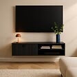 OVIALA - Meuble TV suspendu 120 cm moderne noir - Holly - vignette