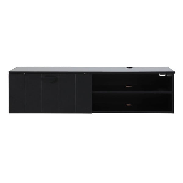 OVIALA - Meuble TV suspendu 120 cm moderne noir - Holly - large