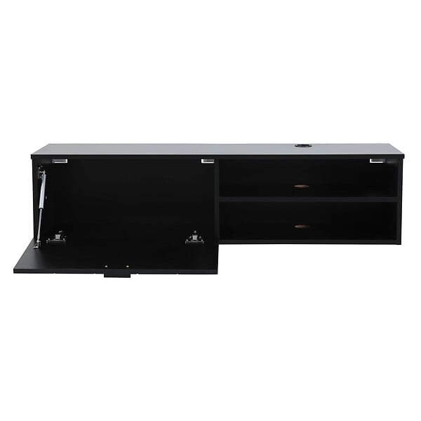 OVIALA - Meuble TV suspendu 120 cm moderne noir - Holly - large