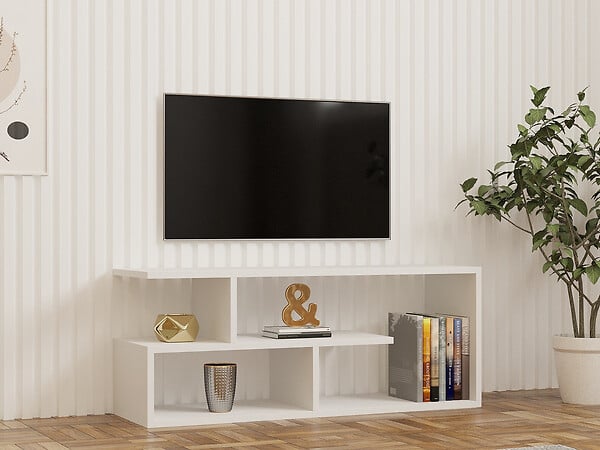 HABITAT ET JARDIN - Meuble TV en bois "Cafu" - 100 x 29 x 40 cm - Blanc - large